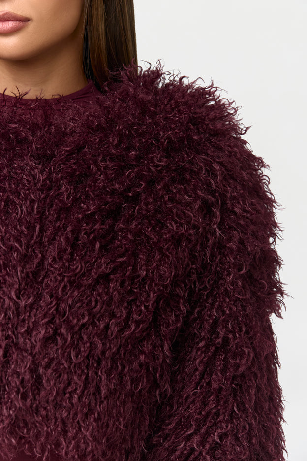 Faux Fur Plush Cropped Jacket