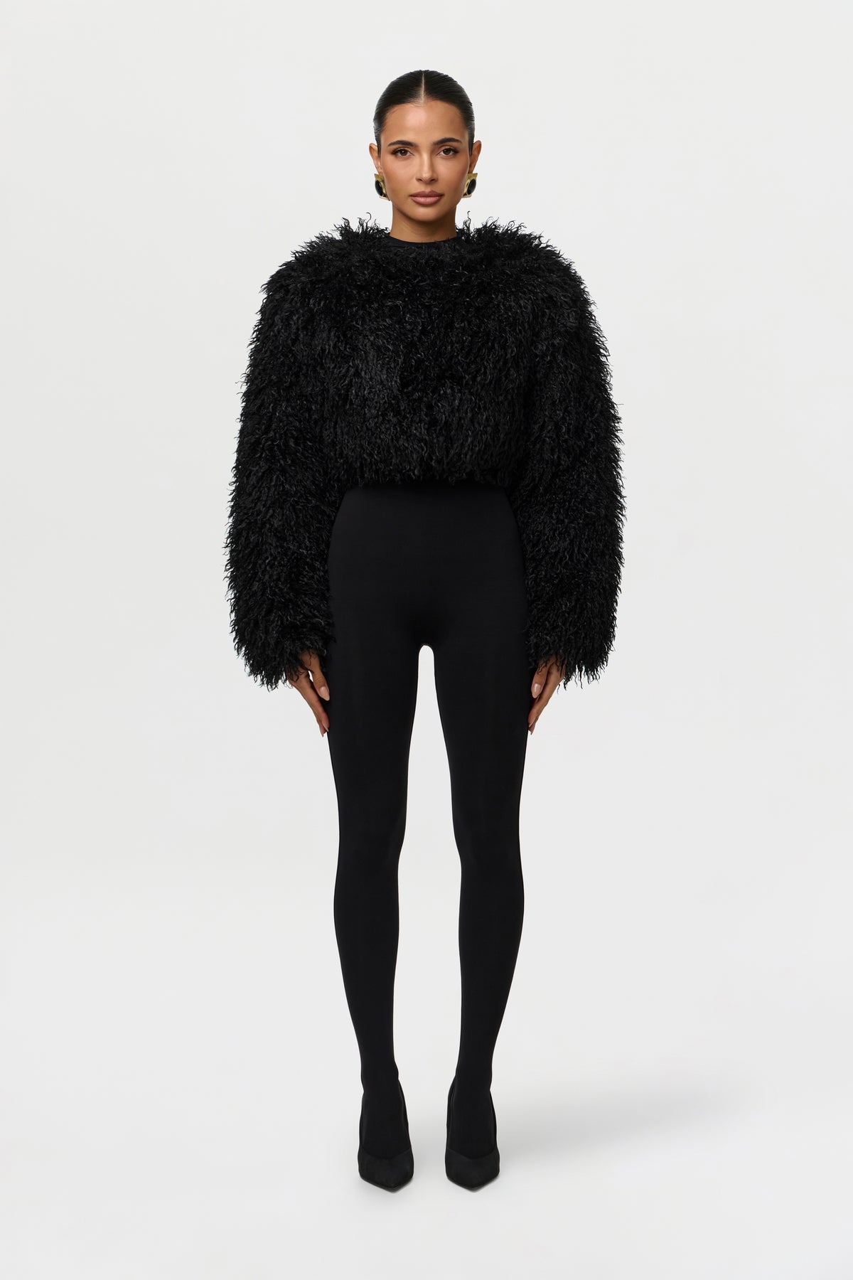Faux Fur Plush Cropped Jacket
