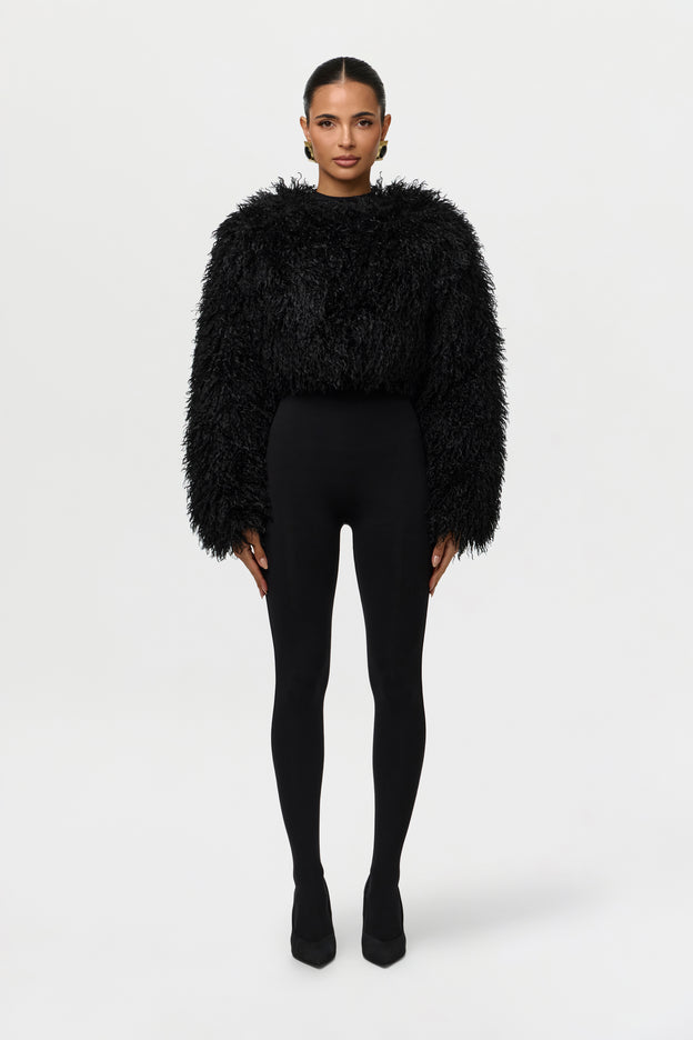 Faux Fur Plush Cropped Jacket