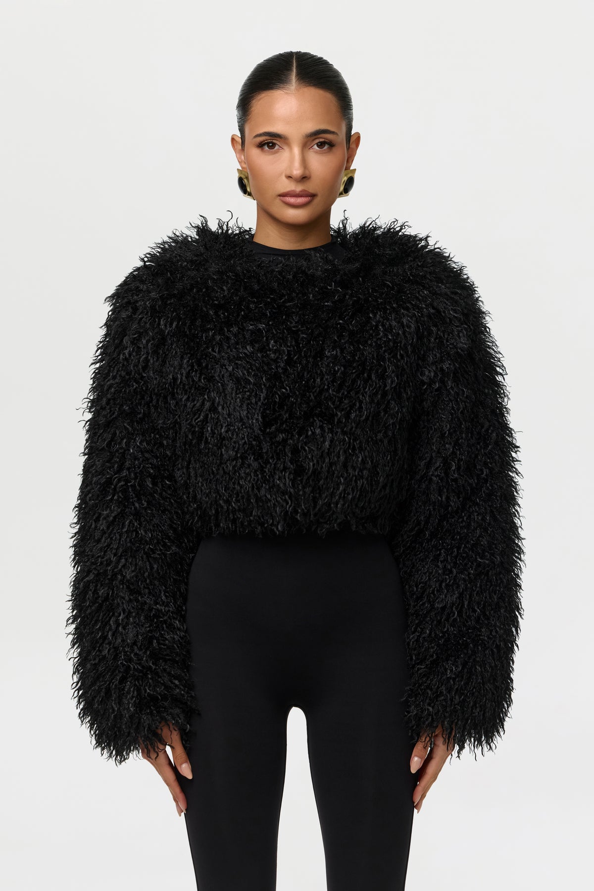 Faux Fur Plush Cropped Jacket