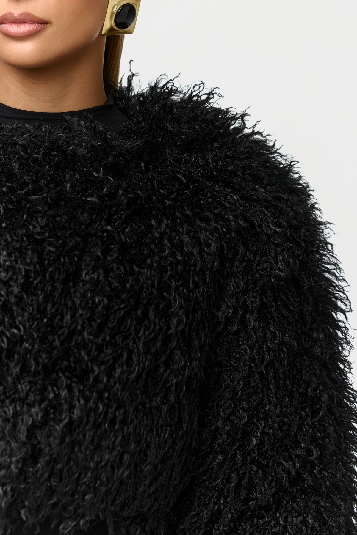 Faux Fur Plush Cropped Jacket