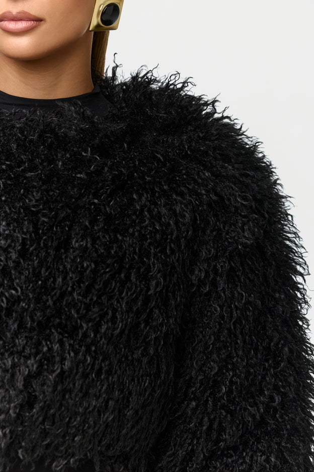Faux Fur Plush Cropped Jacket