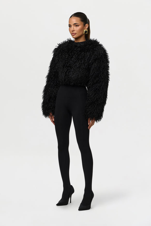 Faux Fur Plush Cropped Jacket