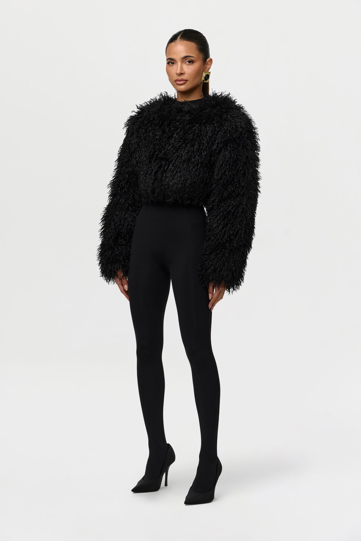 Faux Fur Plush Cropped Jacket