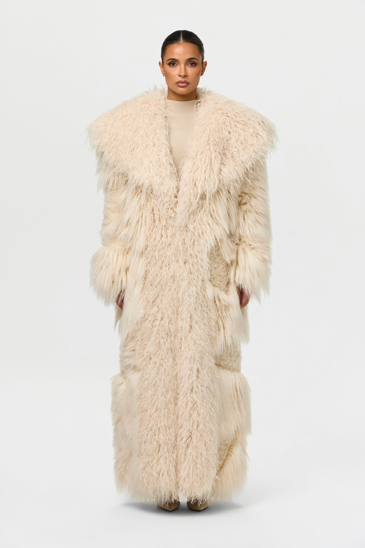 Faux Fur Plush Long Coat