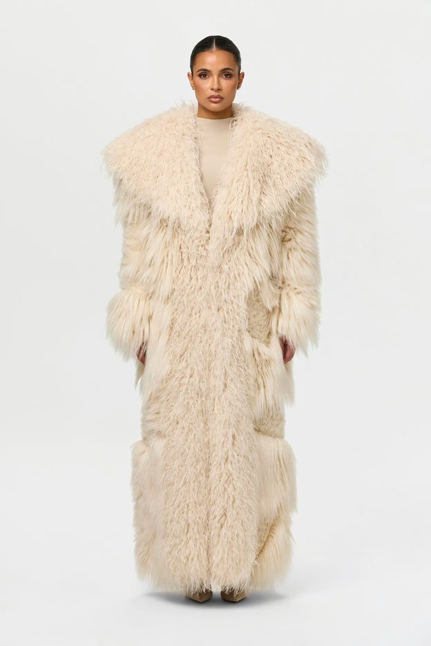 Faux Fur Plush Long Coat