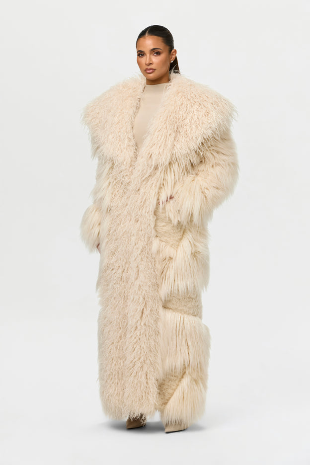 Faux Fur Plush Long Coat