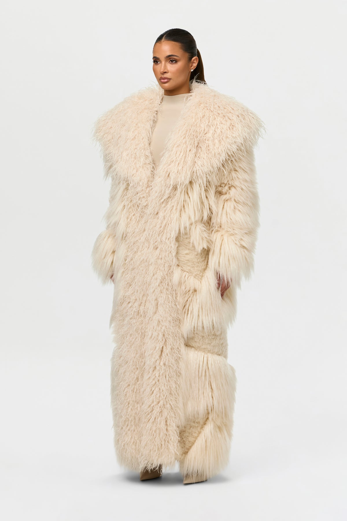 Faux Fur Plush Long Coat