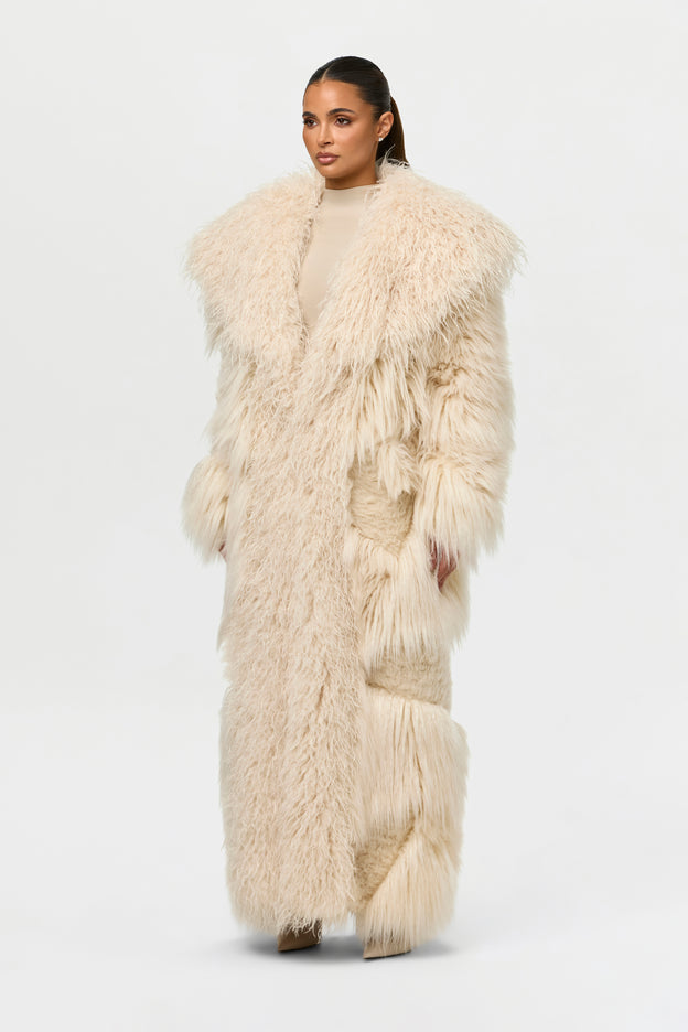 Faux Fur Plush Long Coat