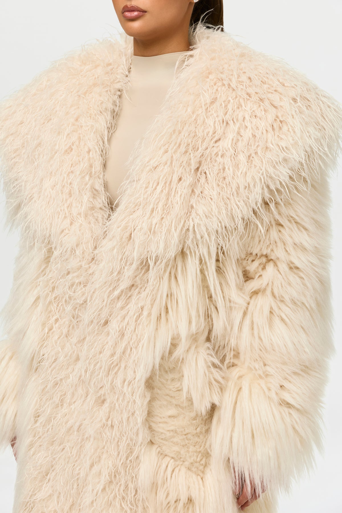 Faux Fur Plush Long Coat