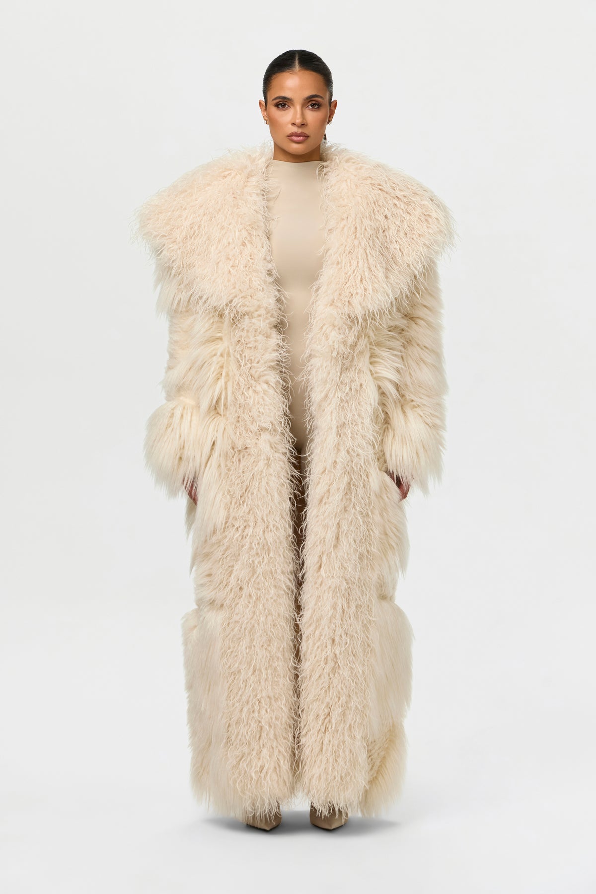 Faux Fur Plush Long Coat