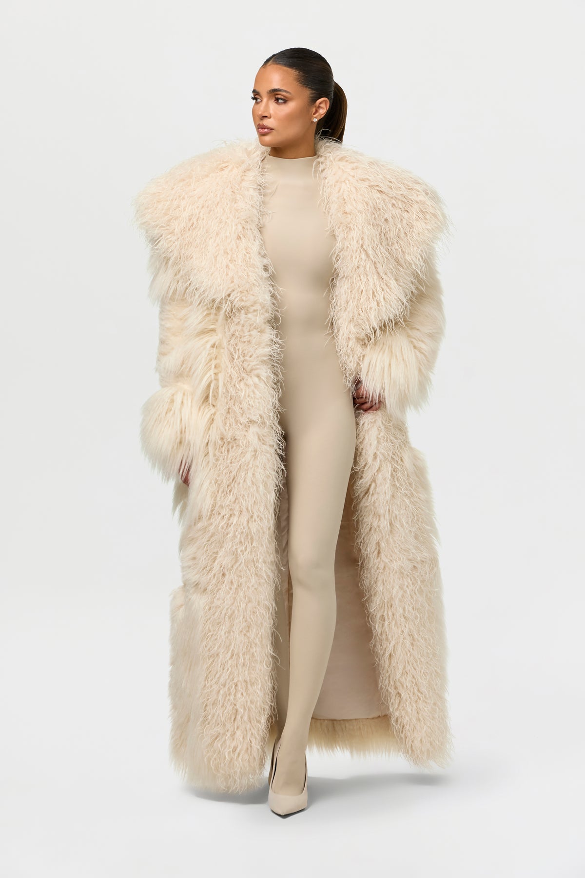 Faux Fur Plush Long Coat