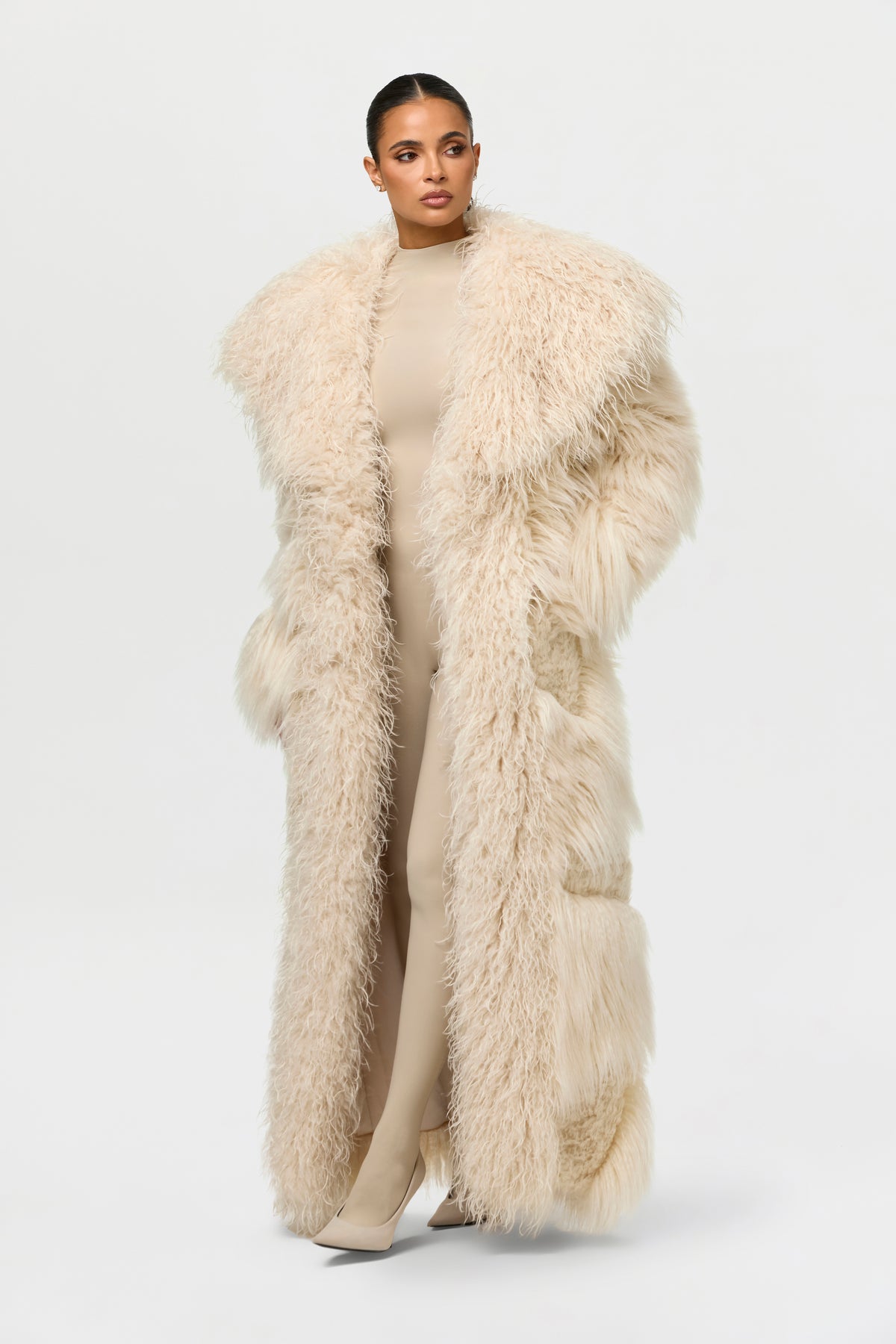 Faux Fur Plush Long Coat