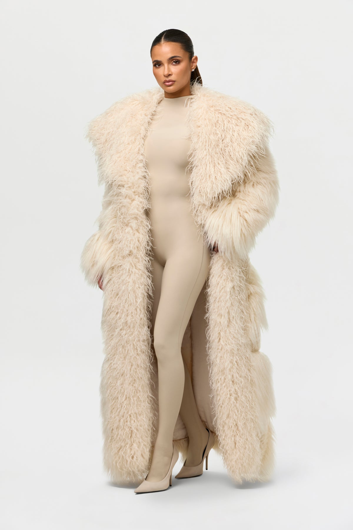 Faux Fur Plush Long Coat