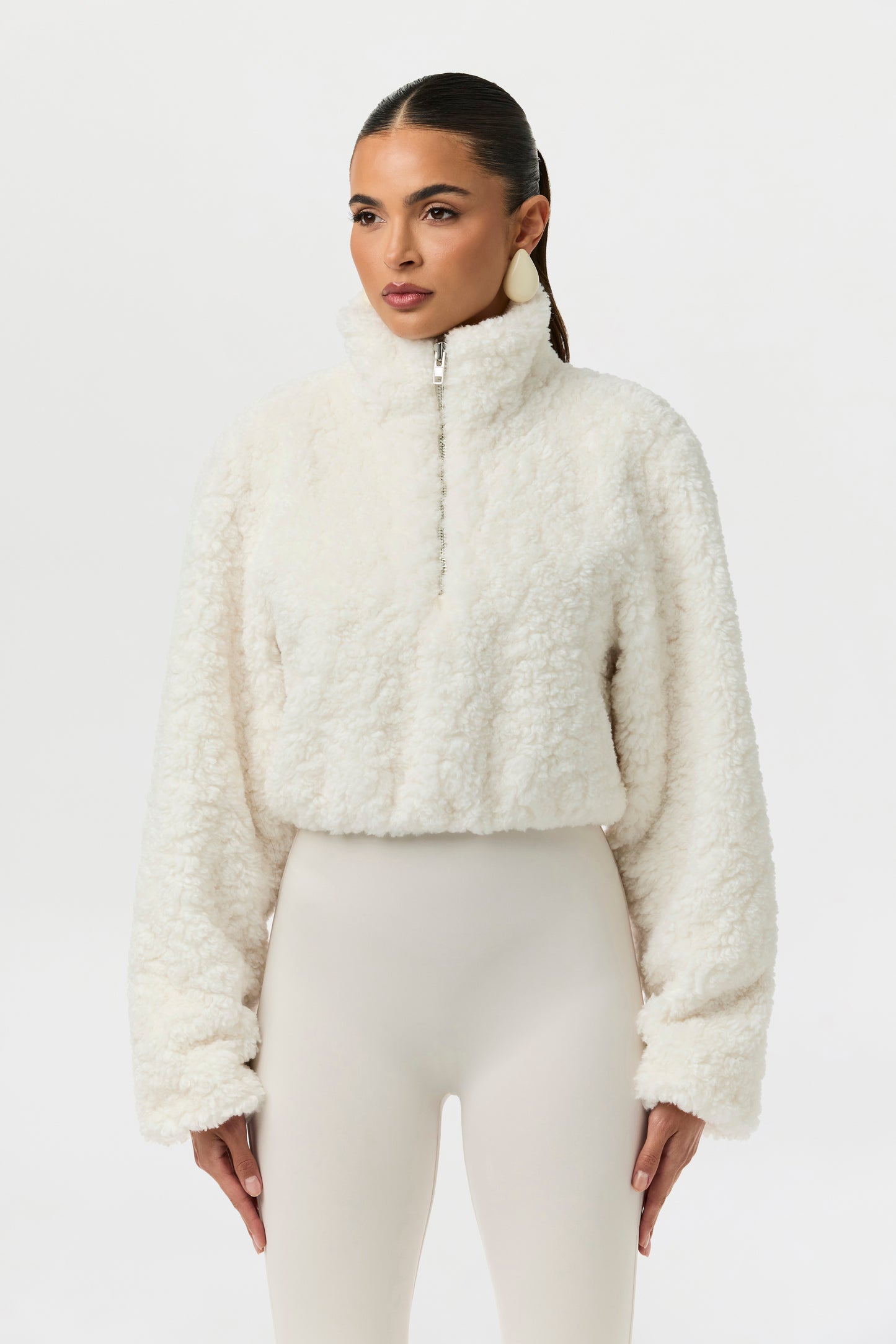 Sherpa Quarter-Zip Cropped Sweater