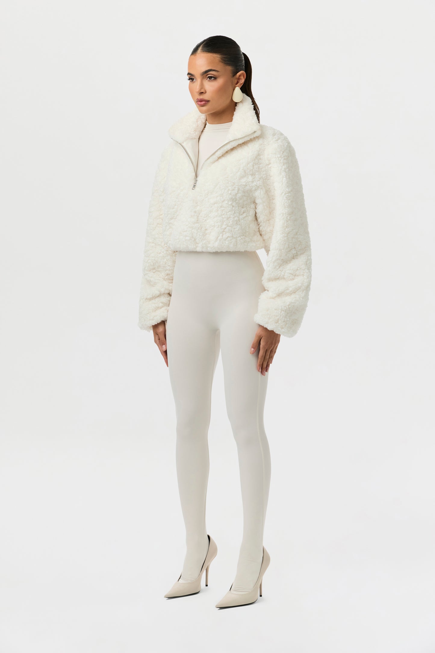 Sherpa Quarter-Zip Cropped Sweater