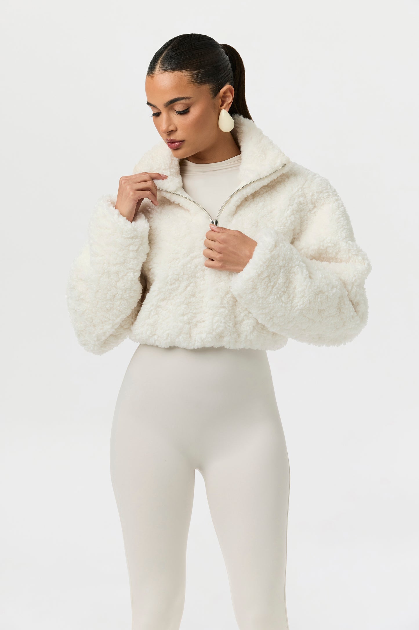 Sherpa Quarter-Zip Cropped Sweater