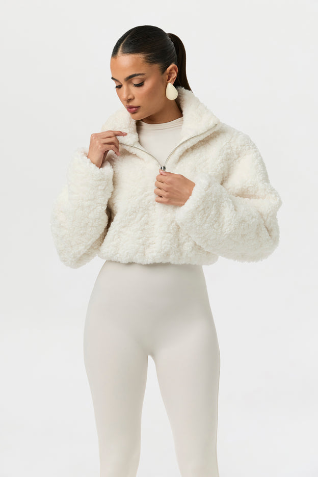 Sherpa Quarter-Zip Cropped Sweater