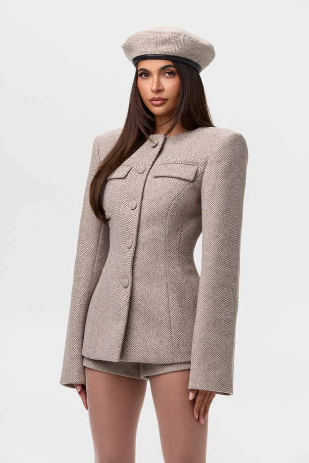 Suited Print Beret