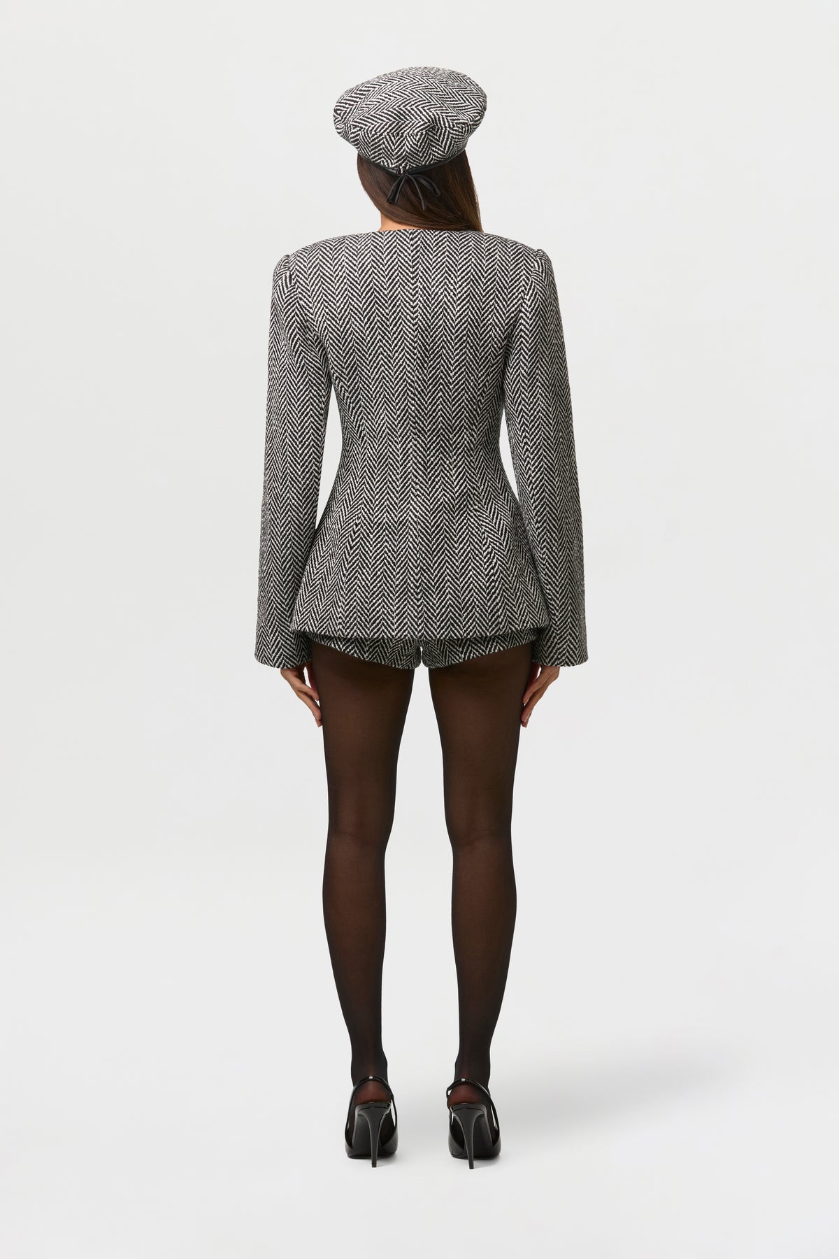 Suiting Herringbone Button Up Blazer