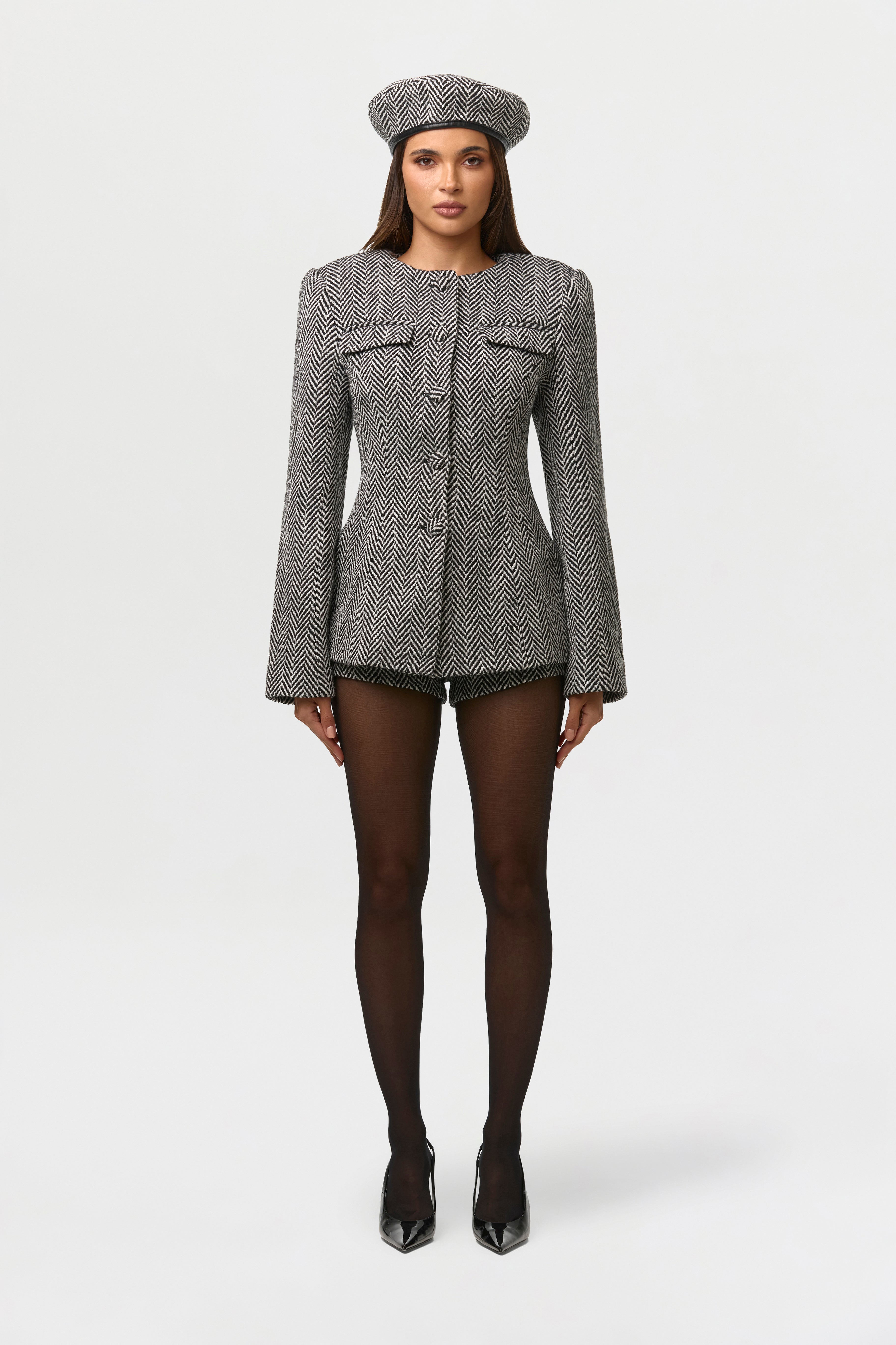 Suited Herringbone Hot Pants