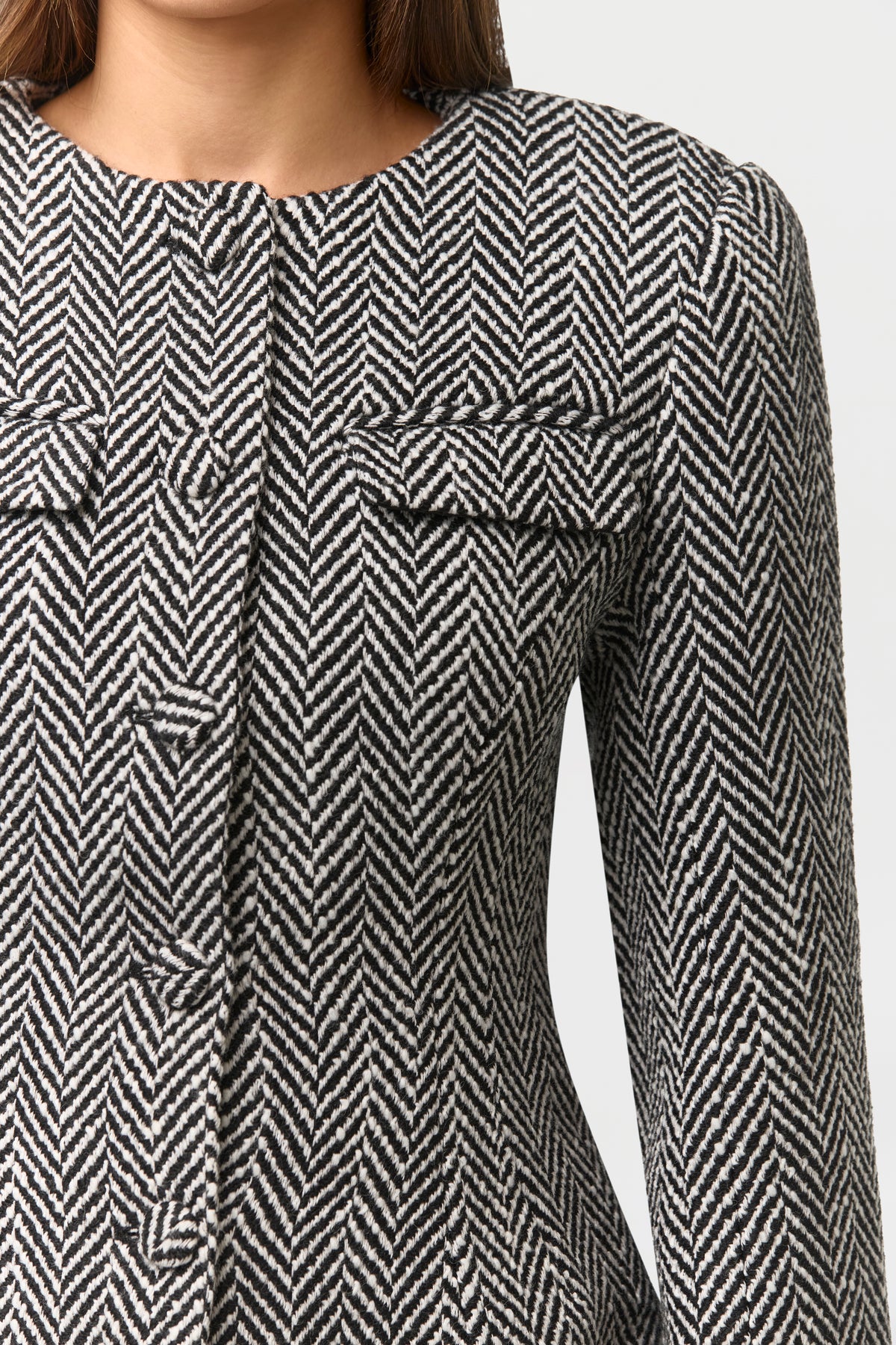 Suiting Herringbone Button Up Blazer