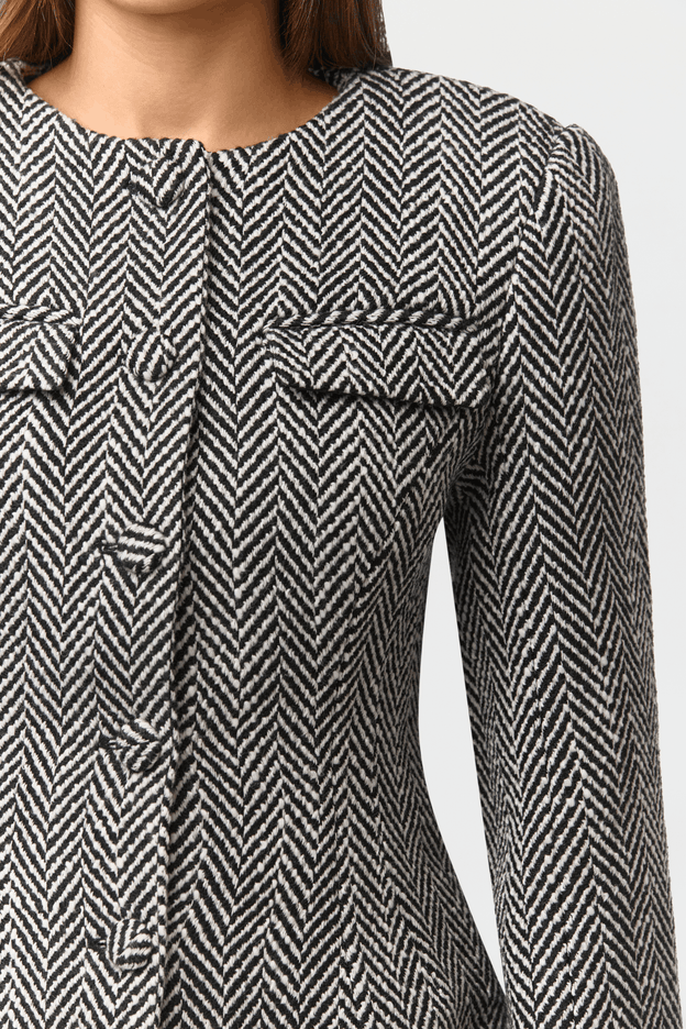 Suiting Herringbone Button Up Blazer