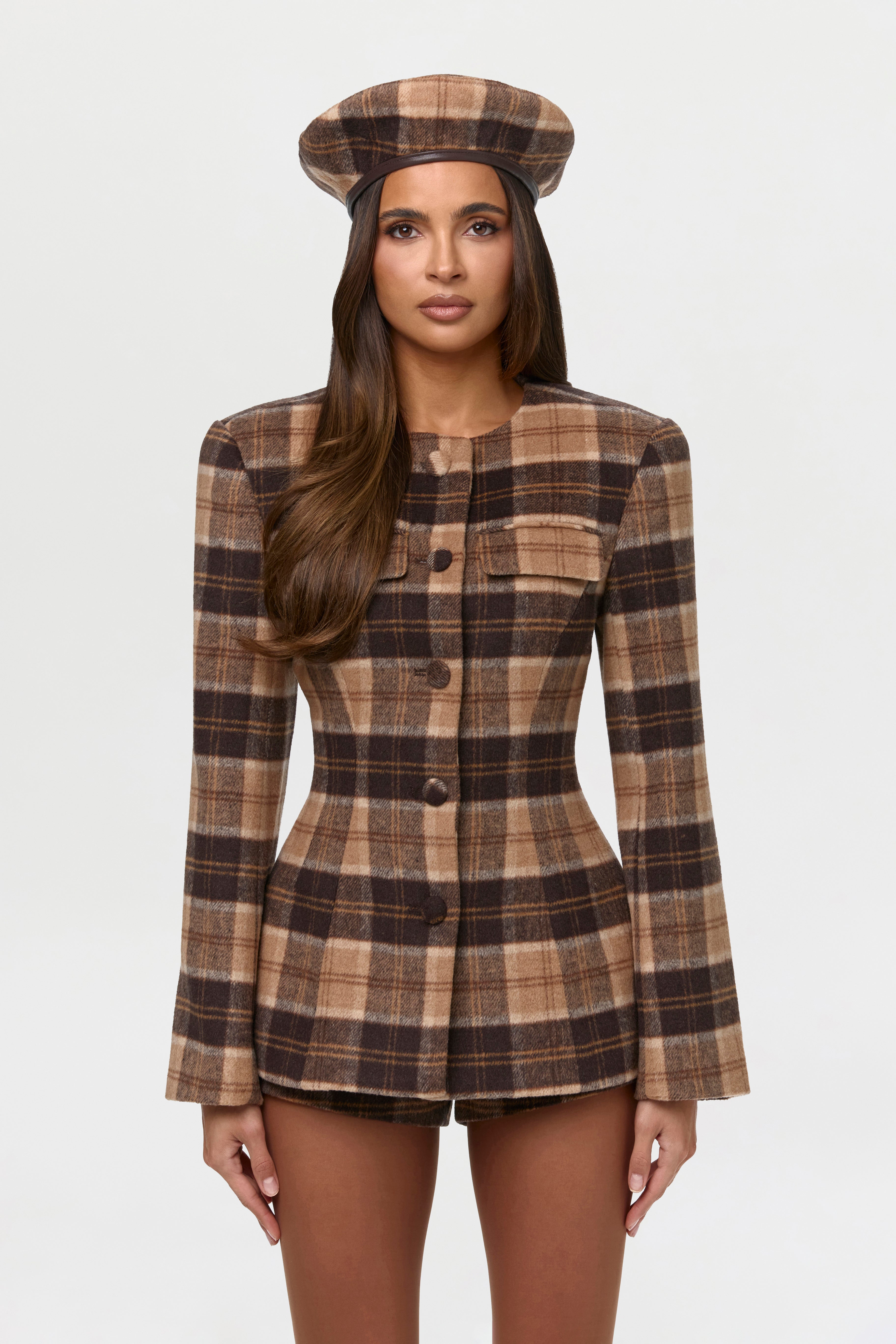 Suiting Plaid Button Up Blazer