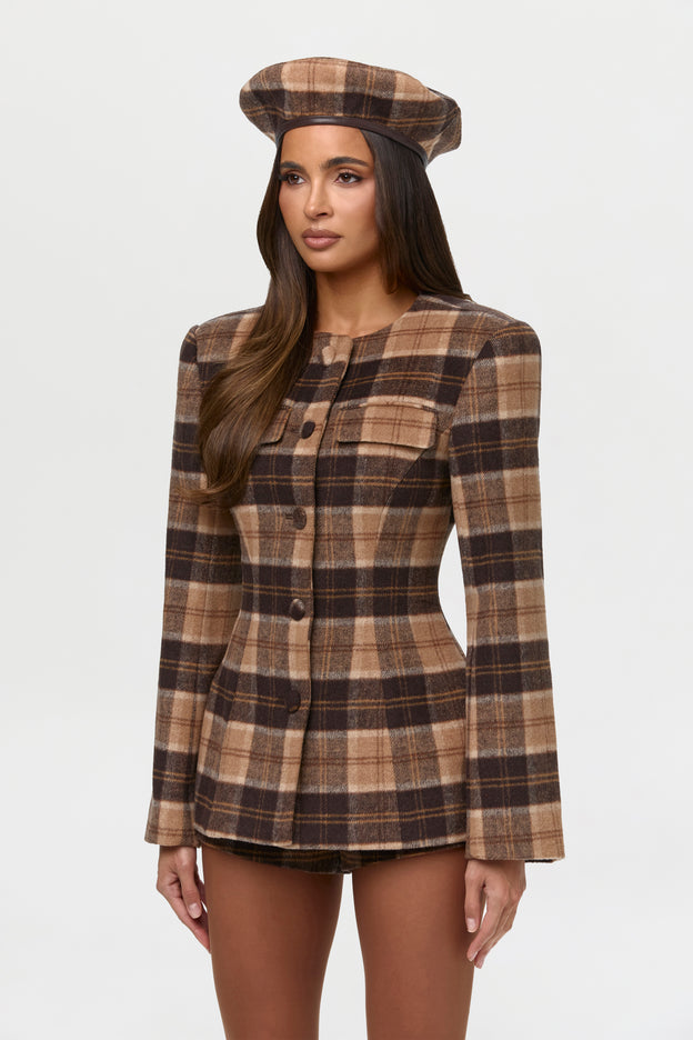 Suiting Plaid Button Up Blazer