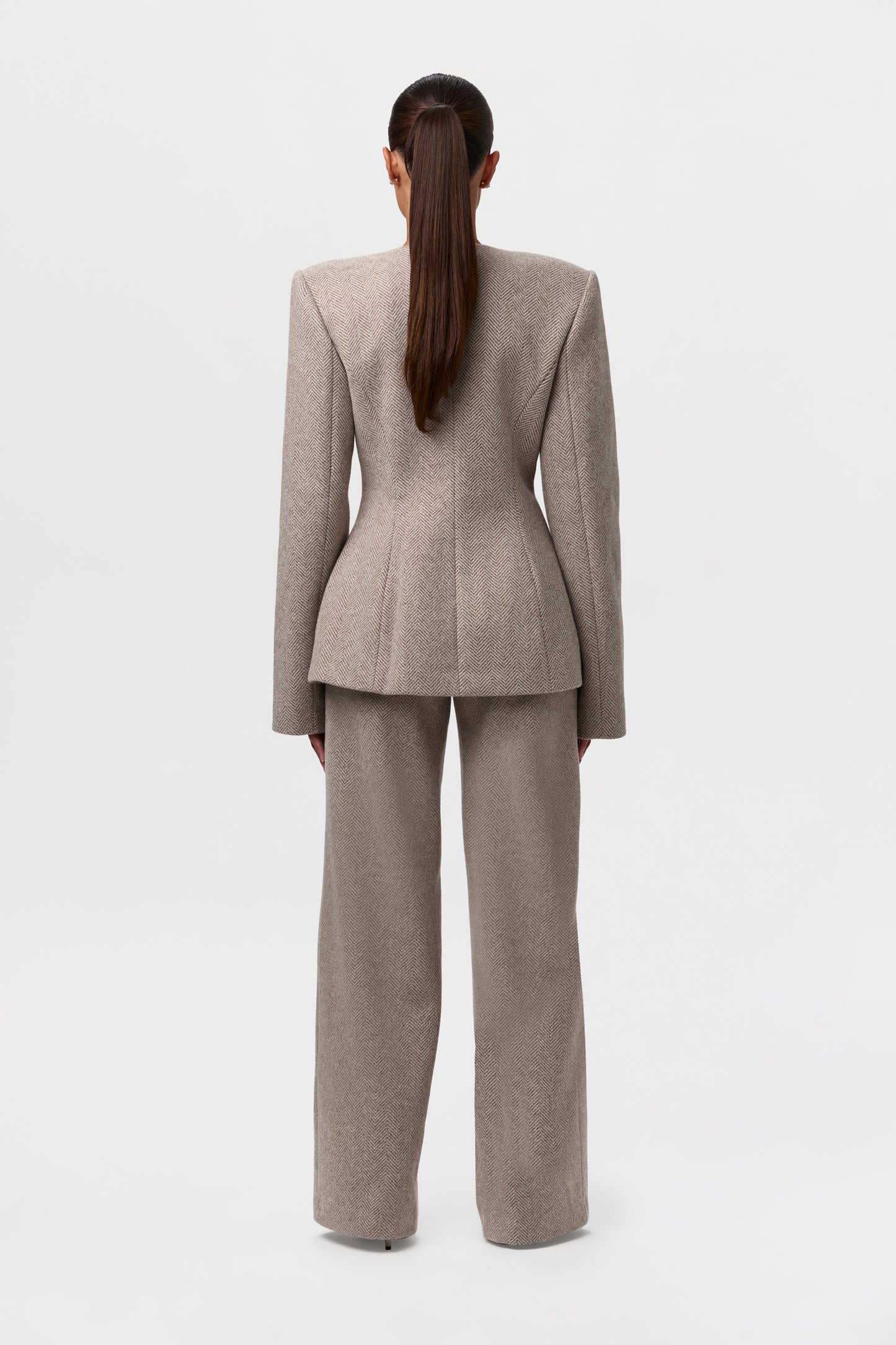 Chevron Suited Button Up Blazer