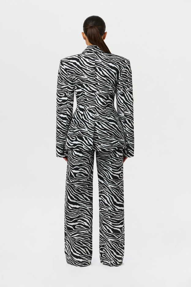 Suiting Zebra Jacquard Wide-Leg Pant