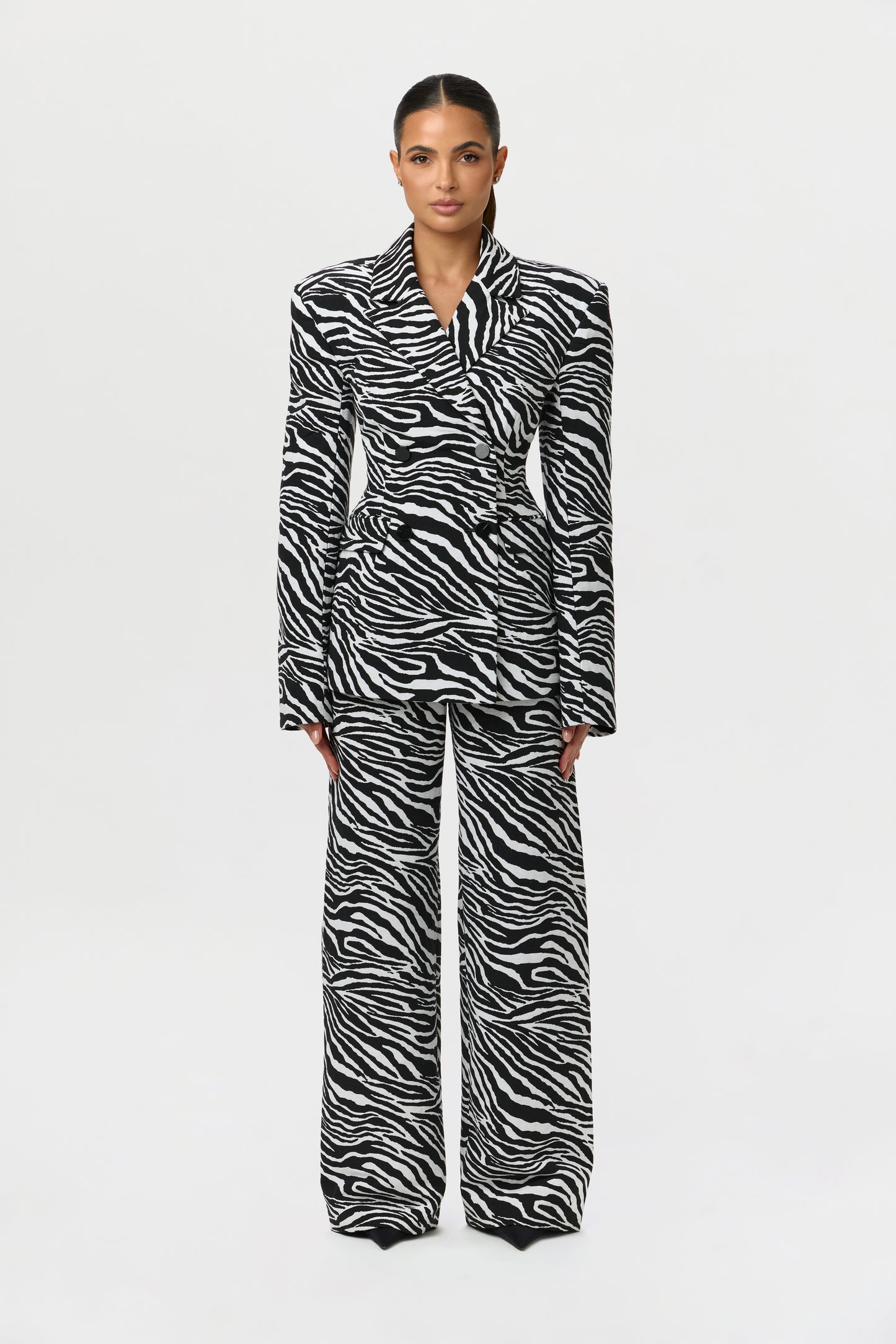 Suiting Zebra Jacquard Wide-Leg Pant