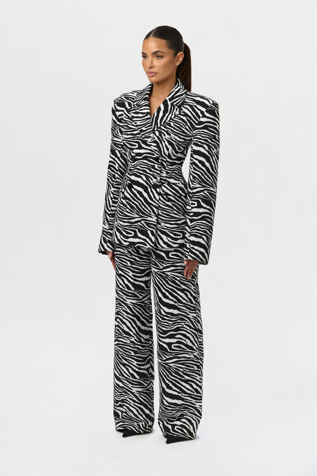 Suiting Zebra Jacquard Wide-Leg Pant