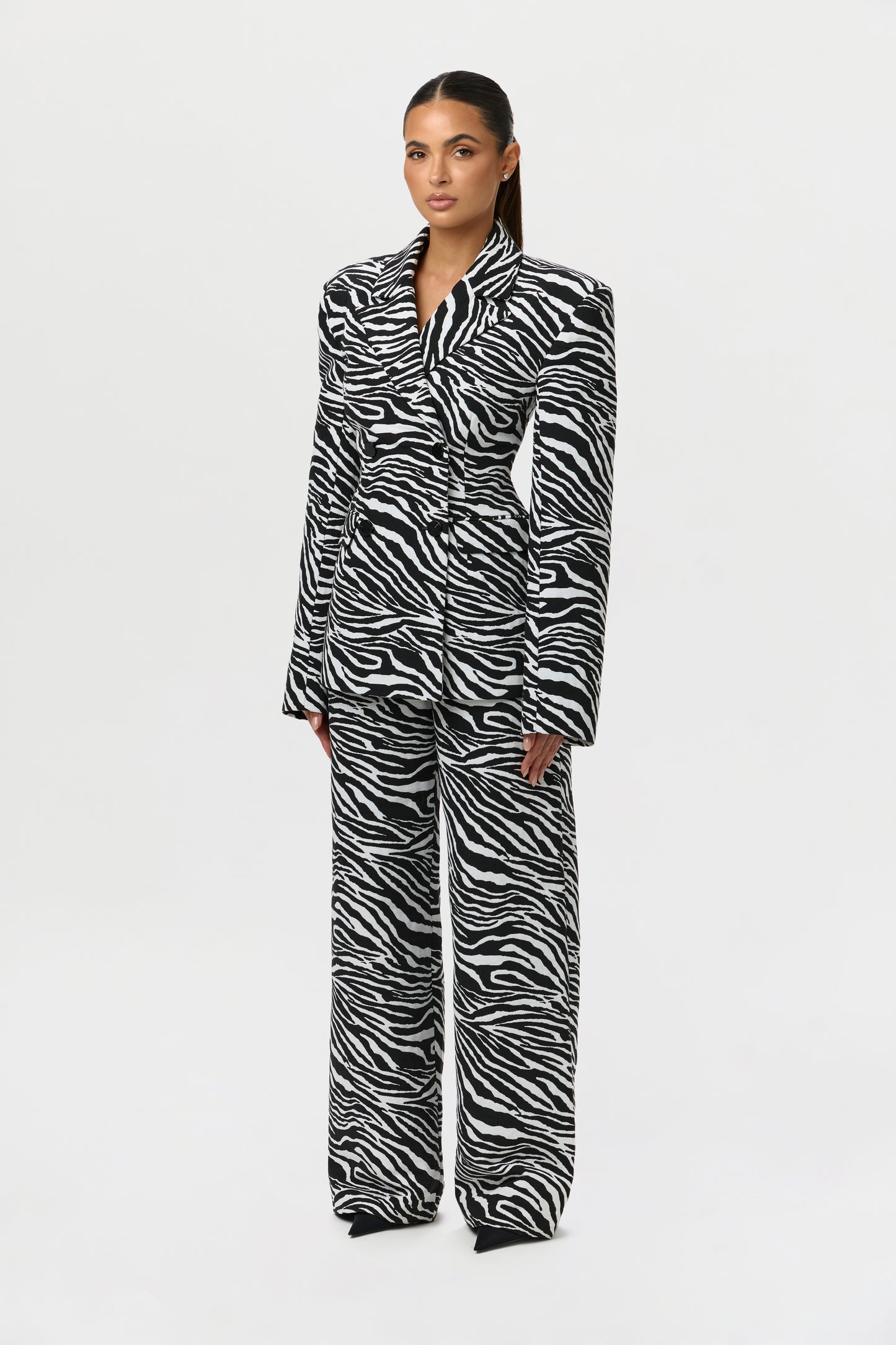 Suiting Zebra Jacquard Wide-Leg Pant