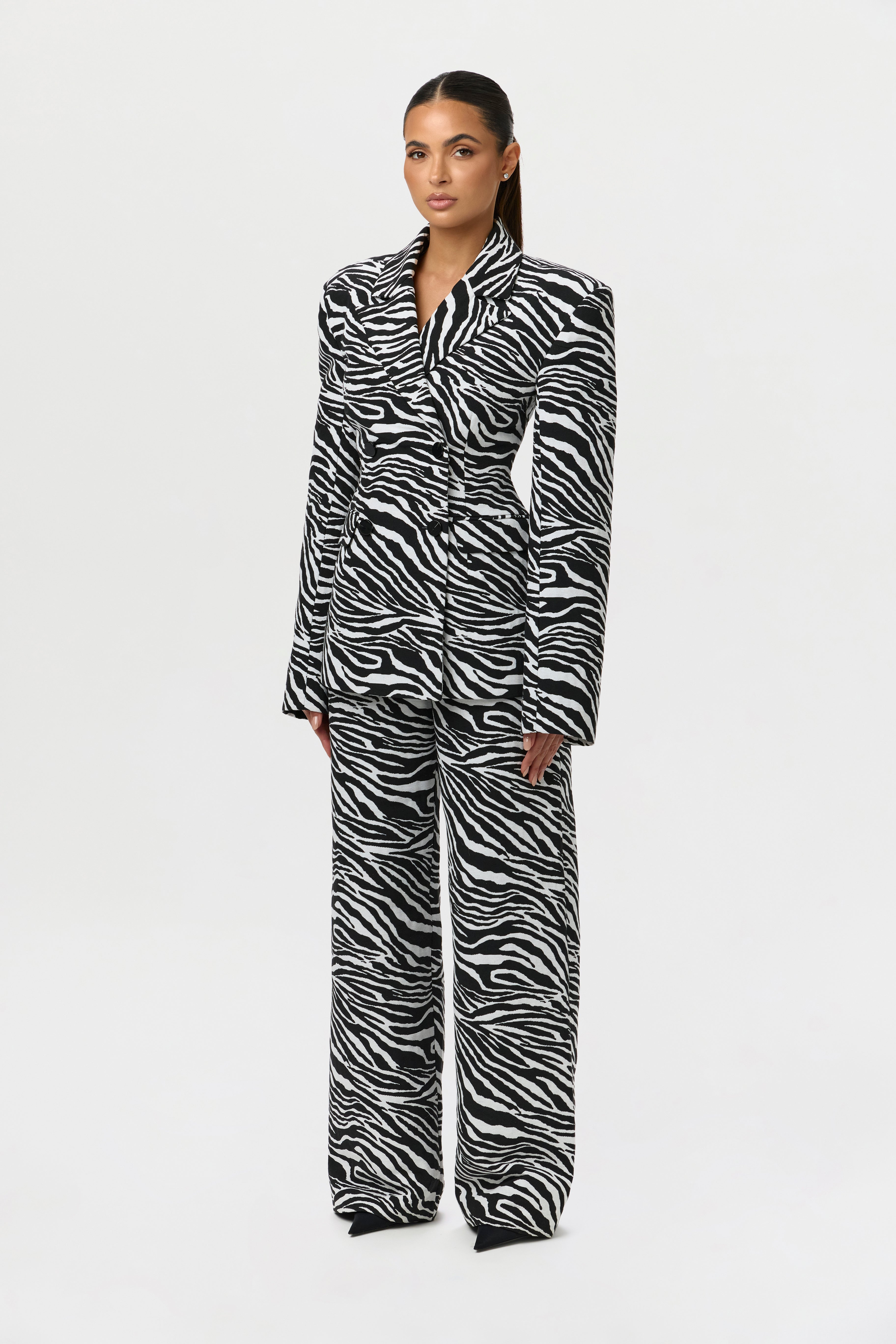 Suiting Zebra Jacquard Wide-Leg Pant