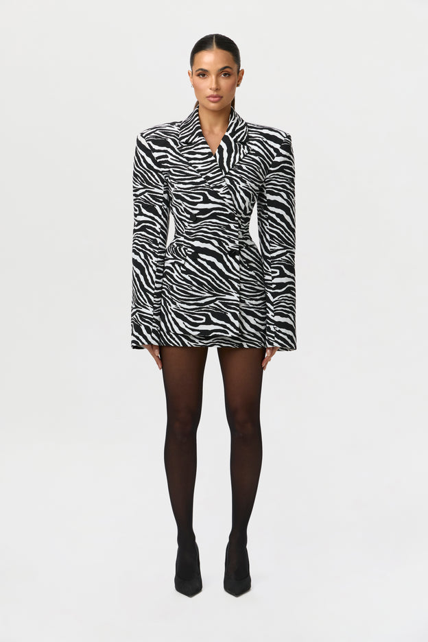 Suiting Zebra Jacquard Mini Skirt