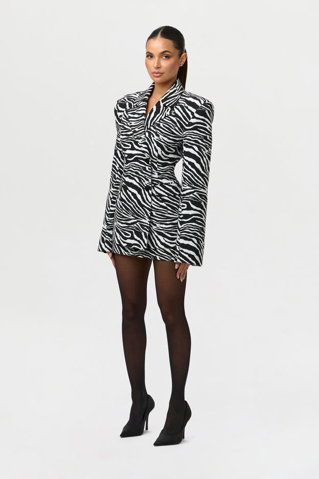 Suiting Zebra Jacquard Mini Skirt
