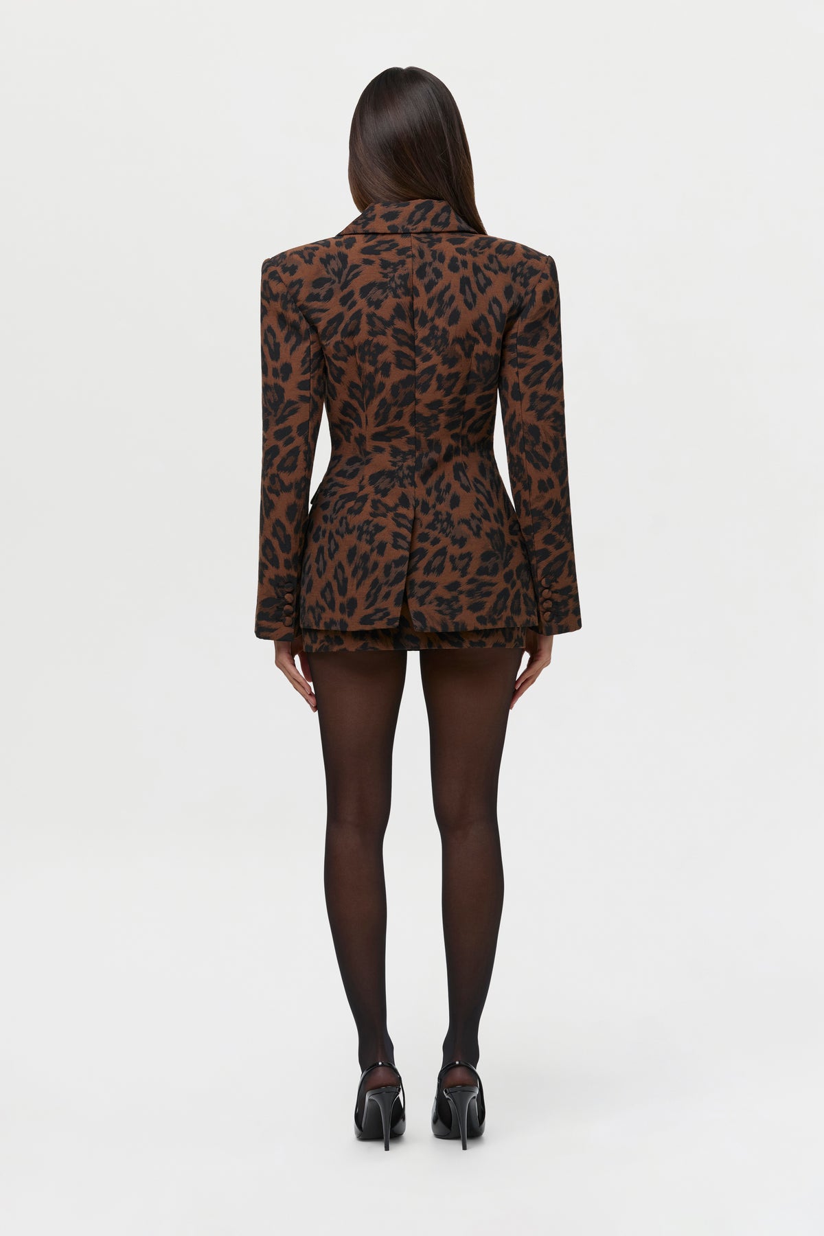 Suiting Leopard Jacquard Mini Skirt