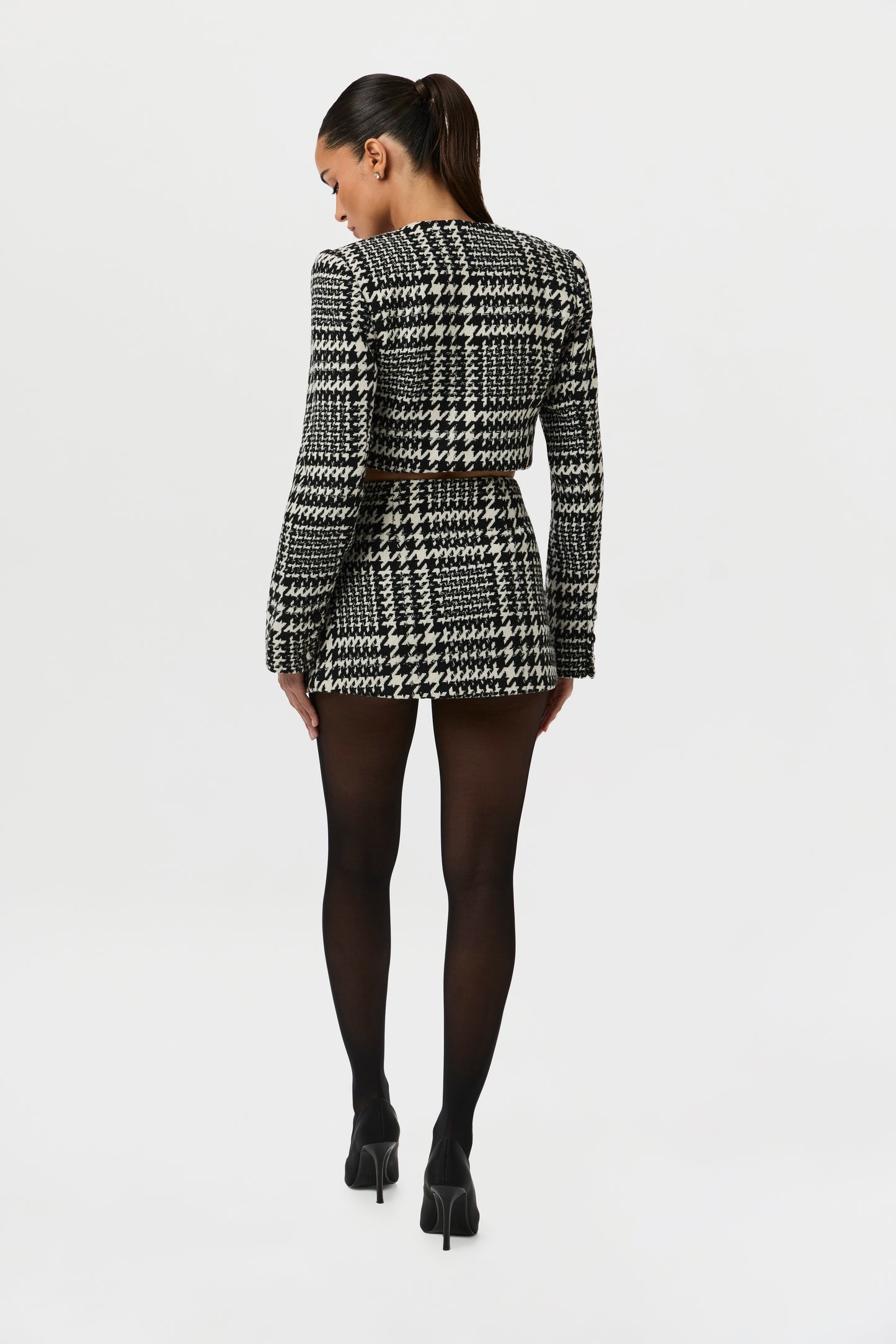 Houndstooth Plaid Mini Skirt