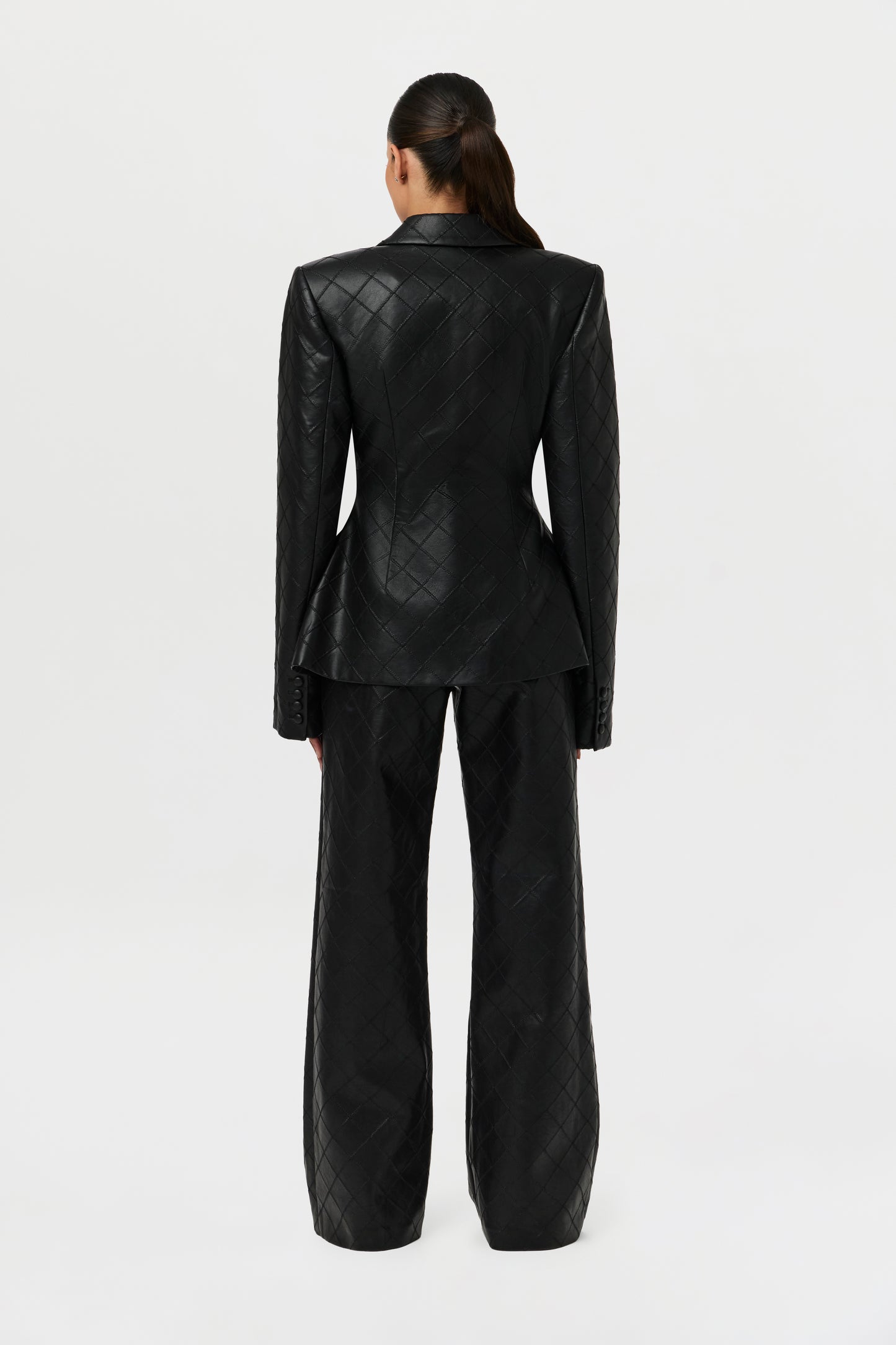 Quilted Vegan Leather Wide Leg Pants