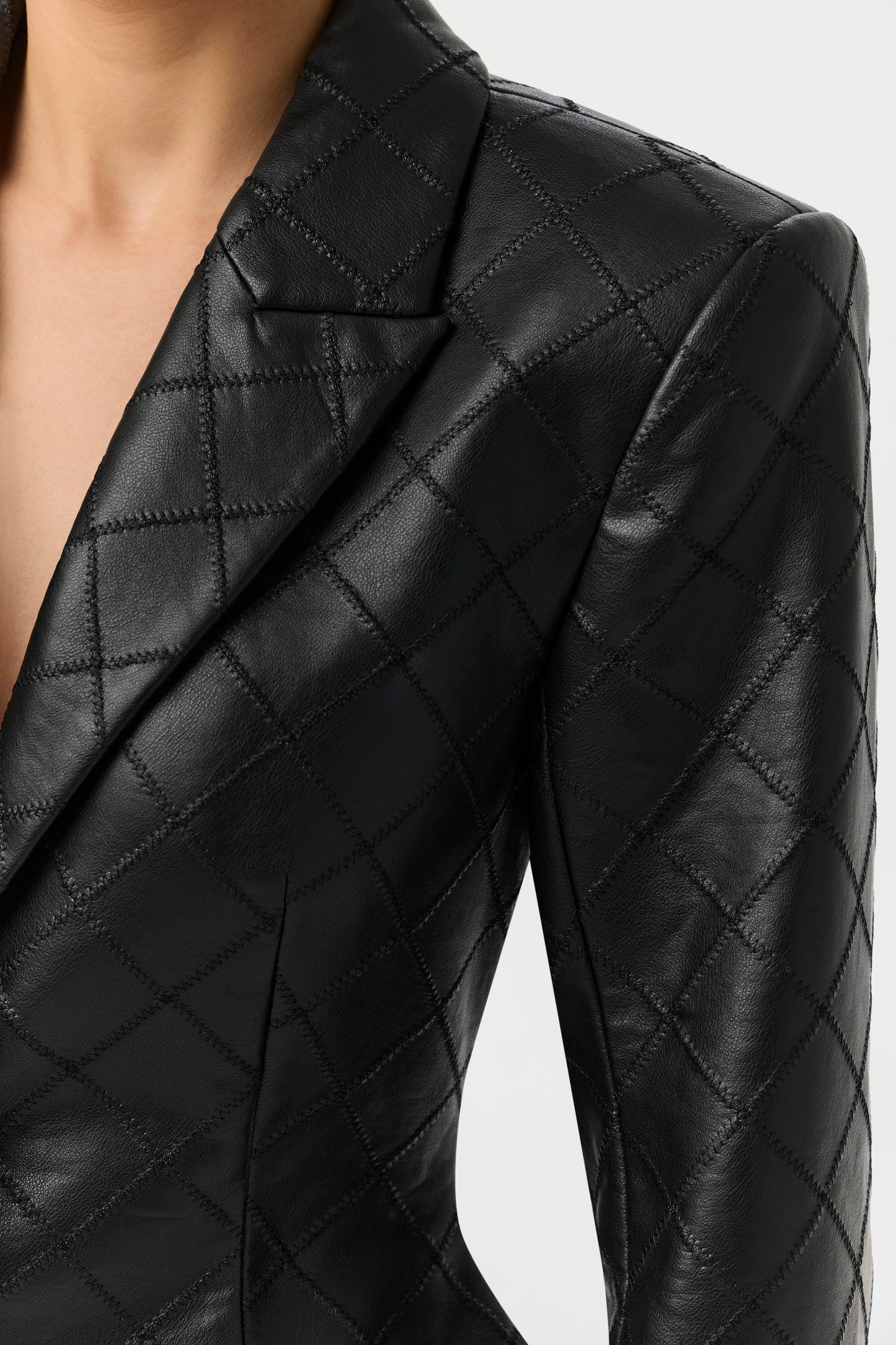 Quilted Vegan Leather Blazer
