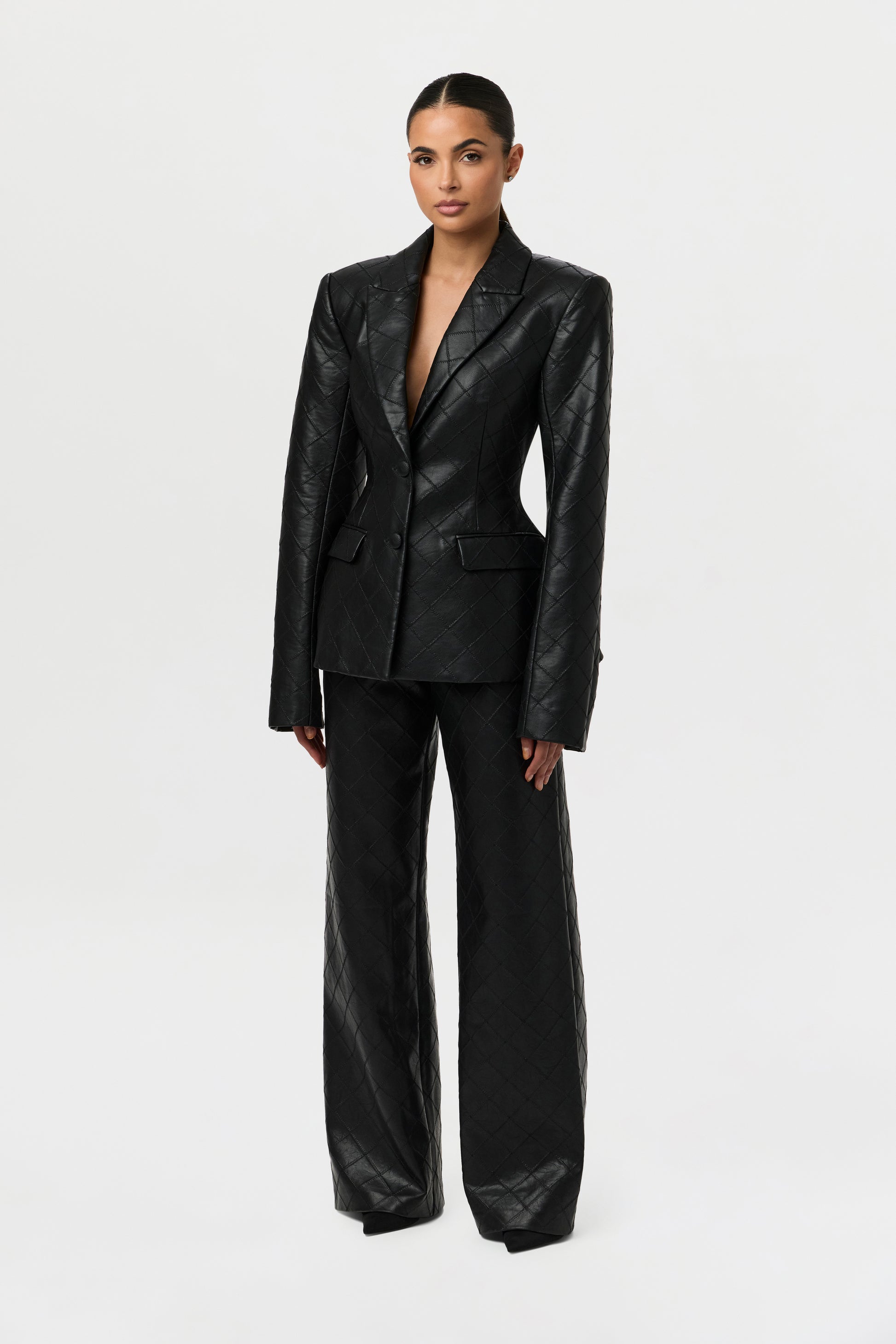 Quilted Vegan Leather Blazer Naked Wardrobe Quilted Vegan Leather Blazer Naked Wardrobe