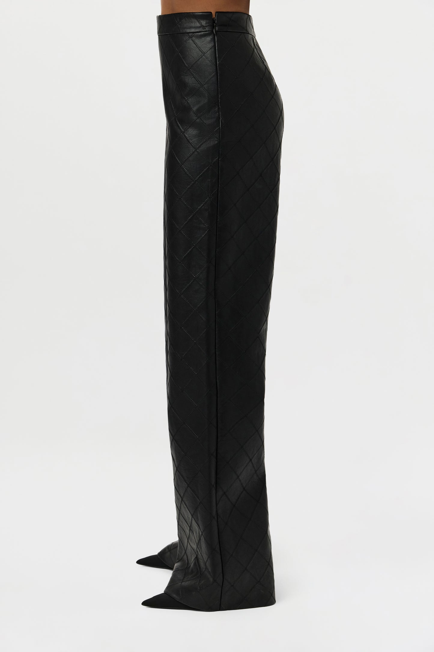 Quilted Vegan Leather Wide Leg Pants