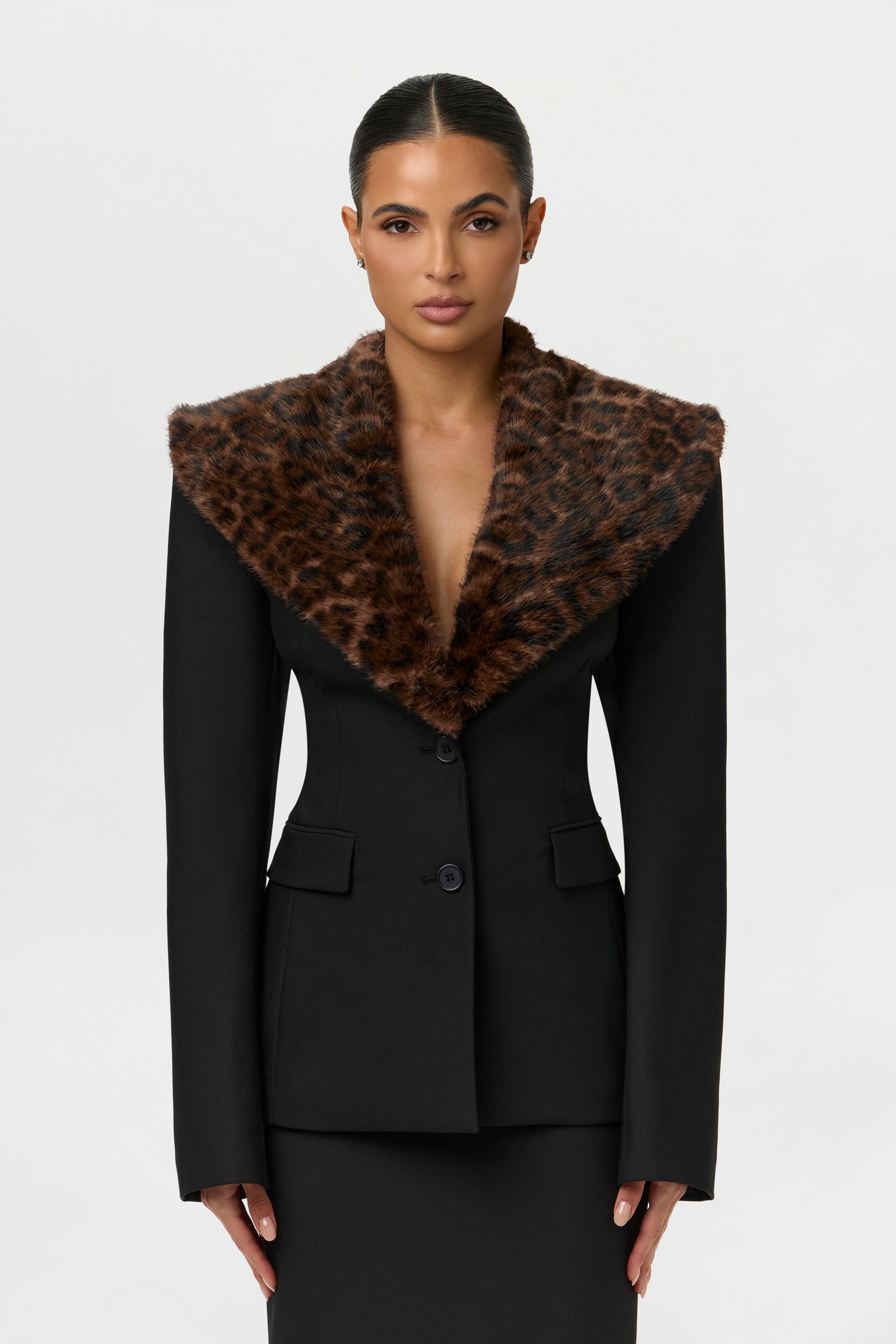Suiting Faux Fur Leopard Blazer