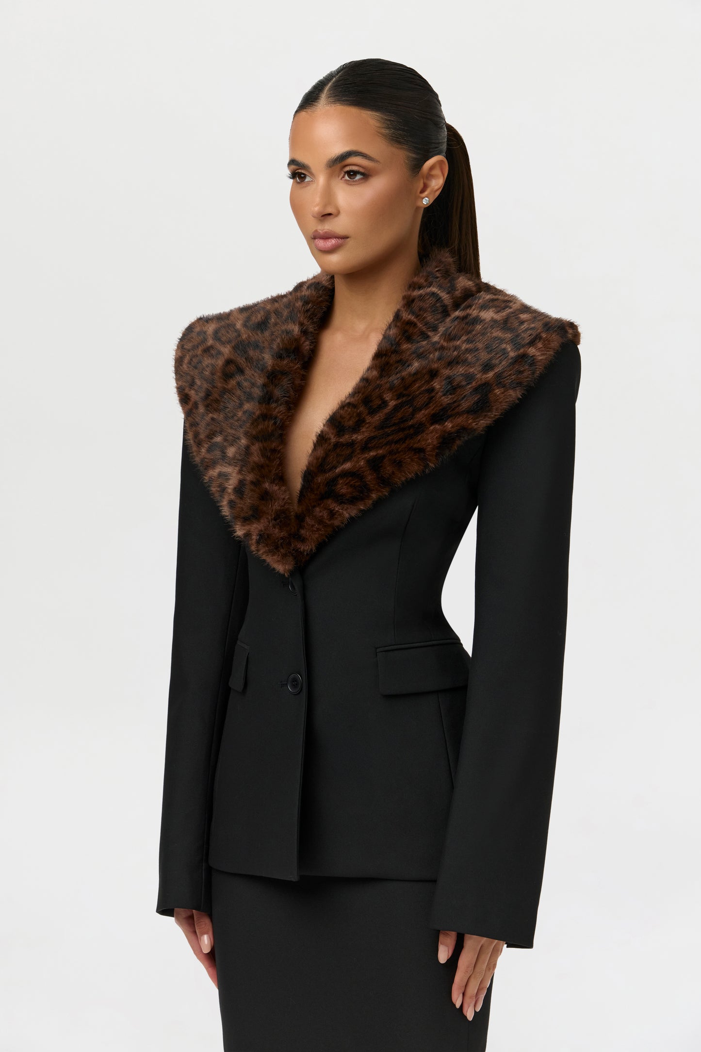 Suiting Faux Fur Leopard Blazer