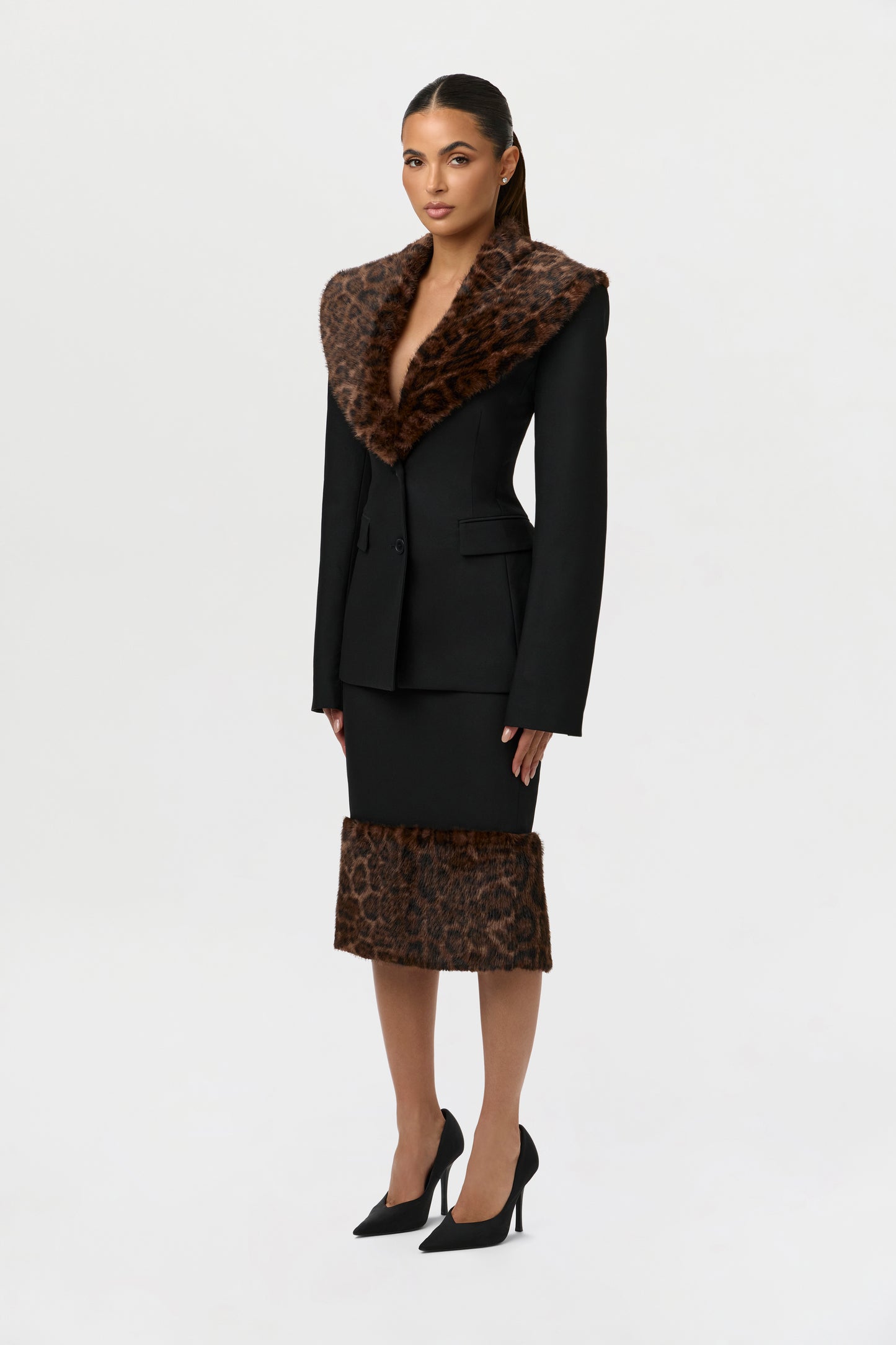 Suiting Faux Fur Leopard Blazer