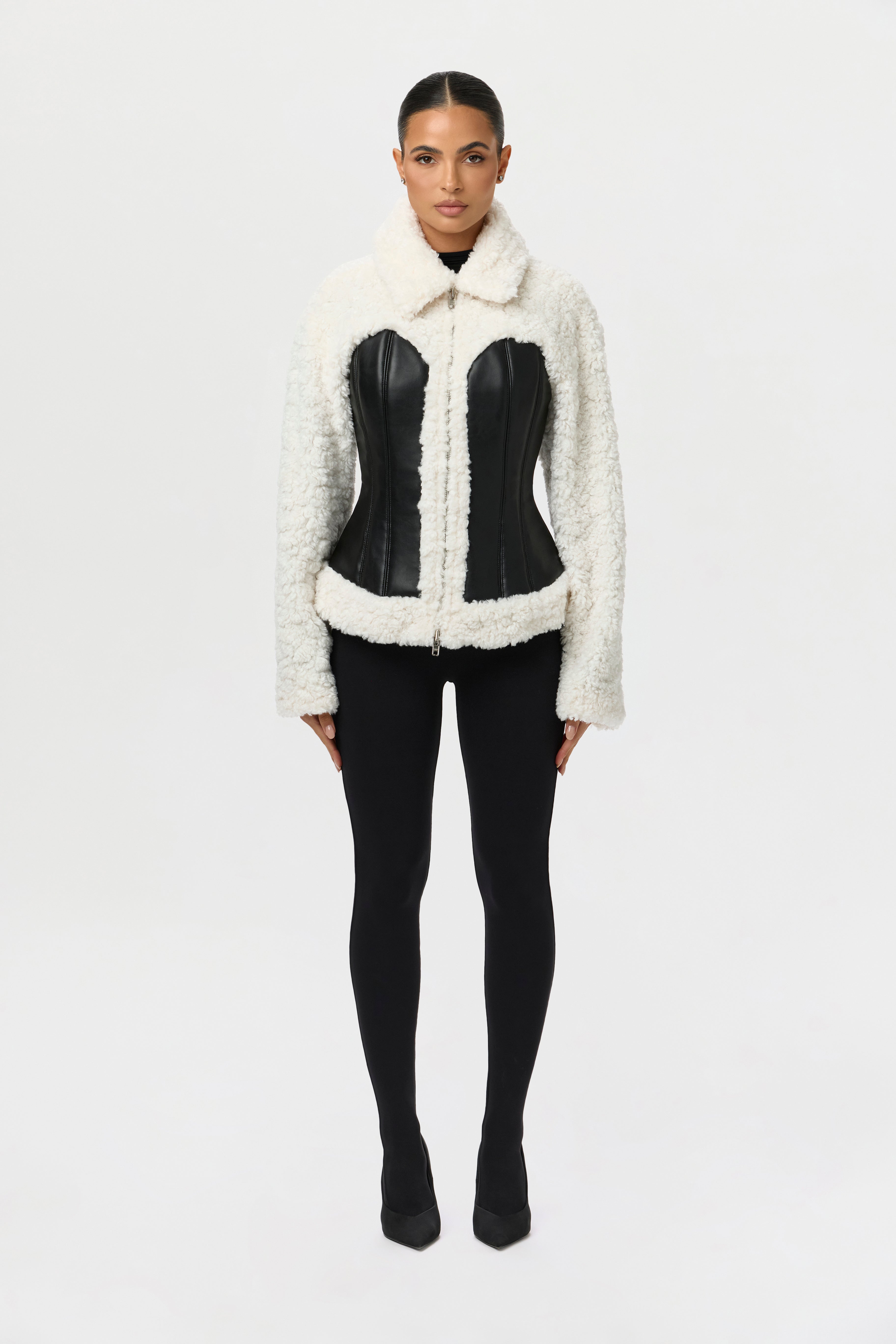 Sherpa Vegan Leather Corset Jacket – Naked Wardrobe