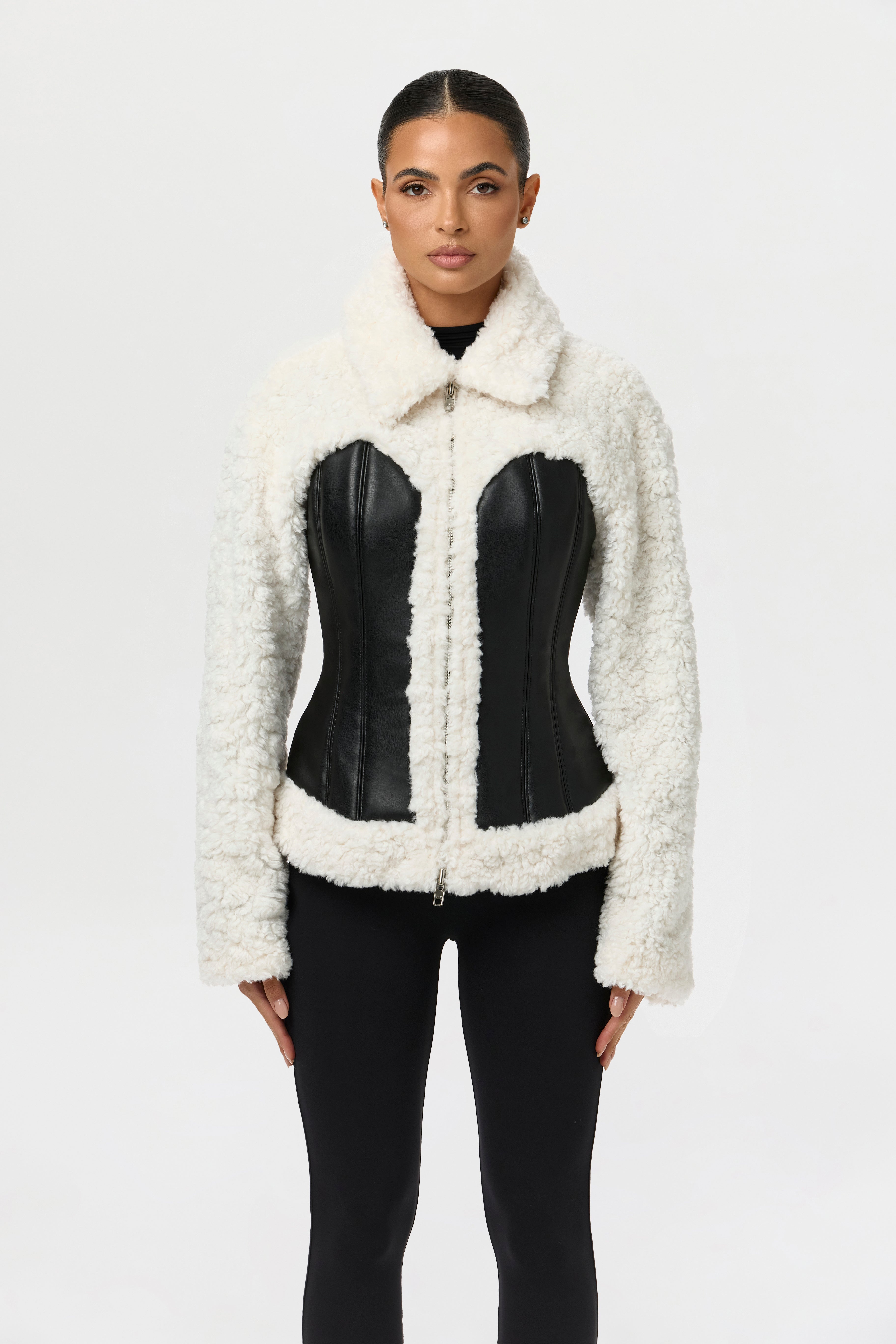 Sherpa Vegan Leather Corset Jacket – Naked Wardrobe