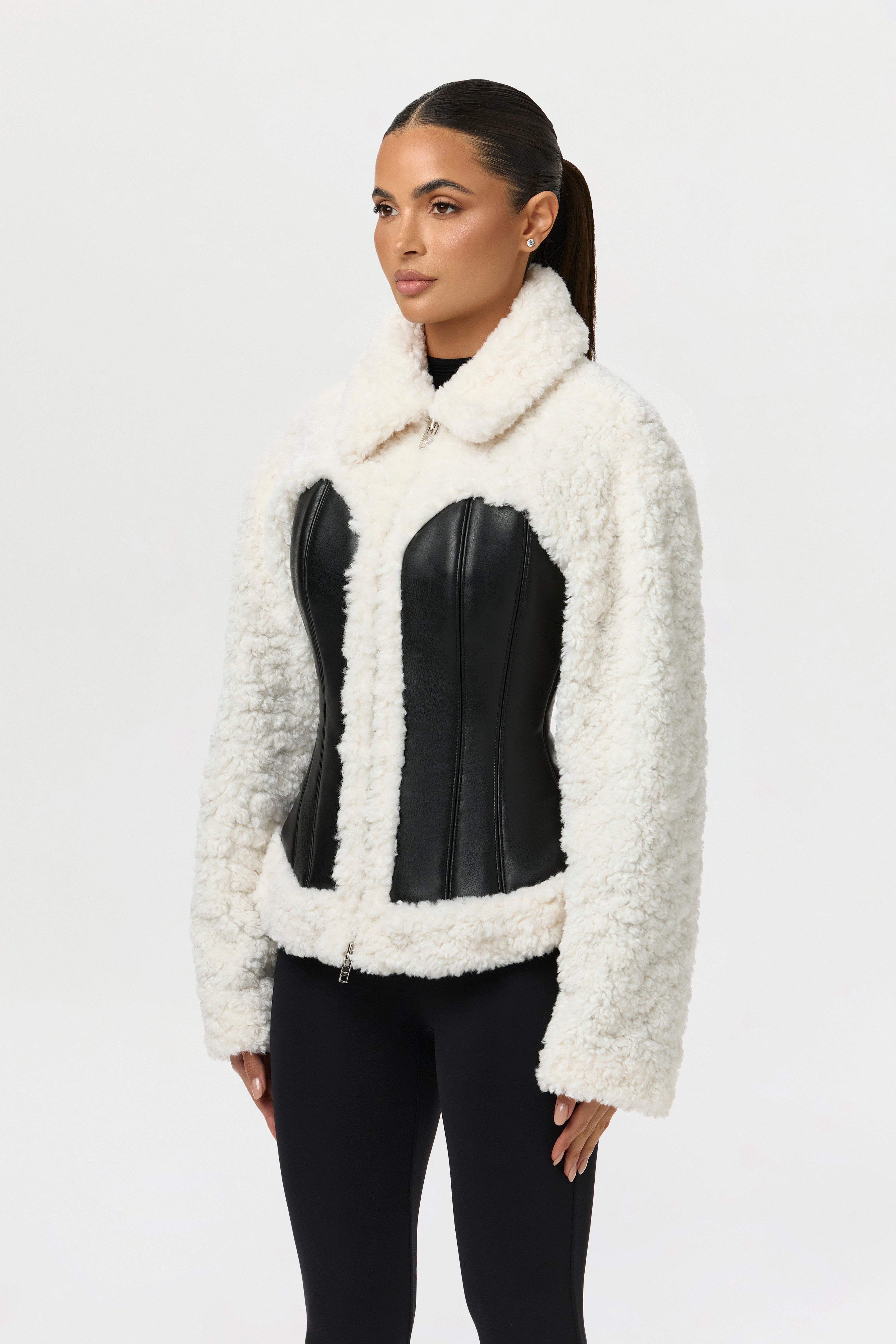 Sherpa Vegan Leather Corset Jacket – Naked Wardrobe