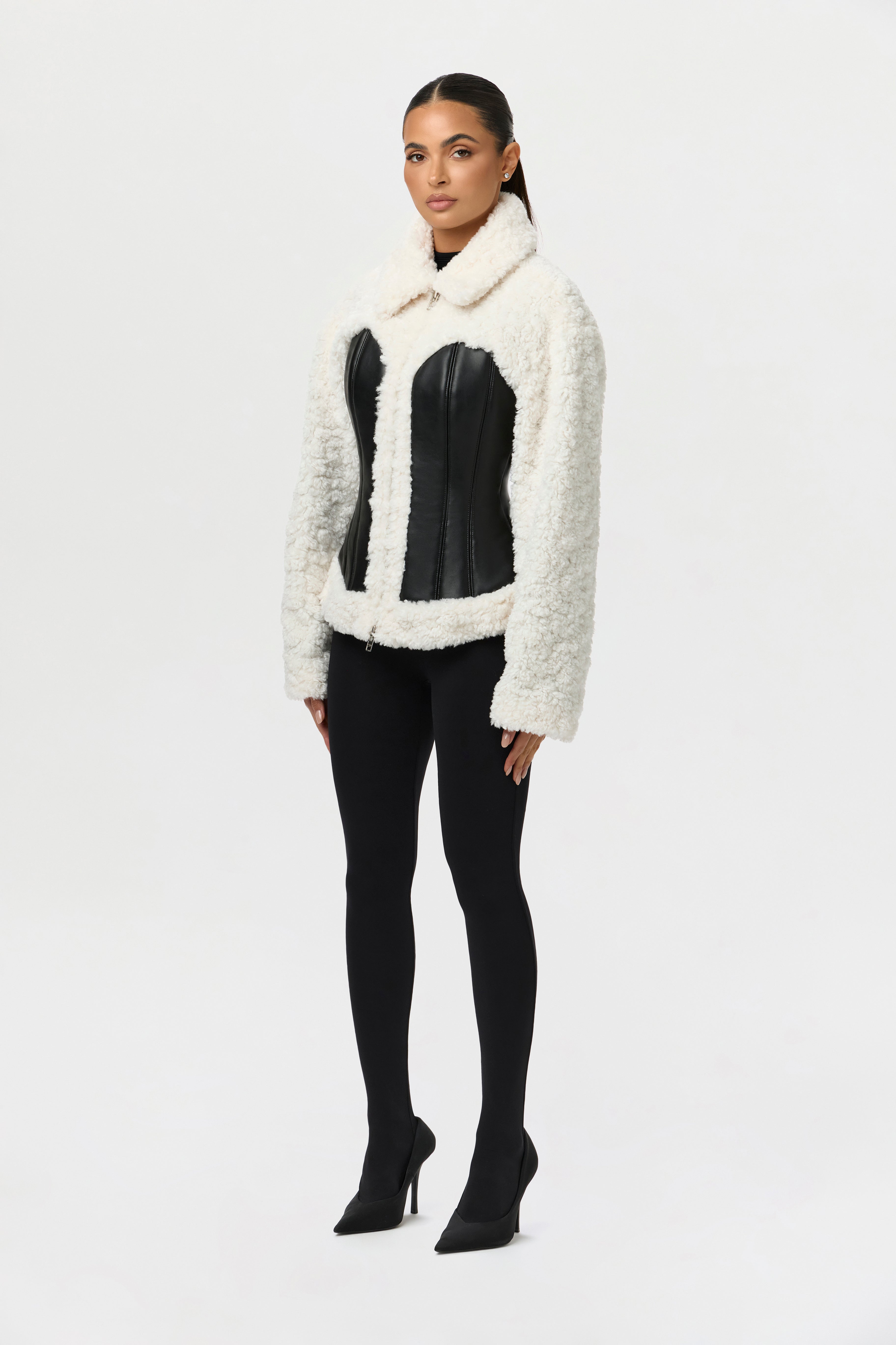 Sherpa Vegan Leather Corset Jacket – Naked Wardrobe